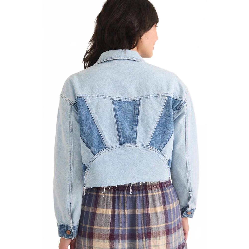 Marine Layer Light Blue Cropped Denim Jacket - Picture 2 of 2